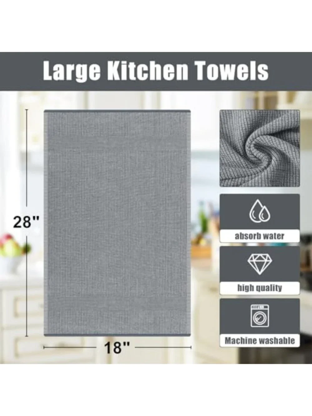 Premium 380 GSM Cotton Kitchen Towels Set of 8, 18